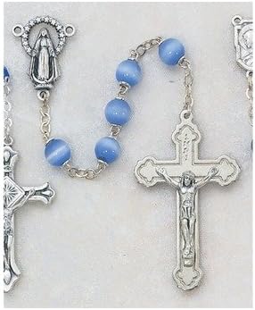 (624R) 7MM BLUE CATS EYE ROSARY