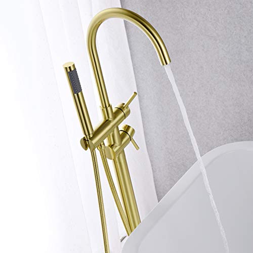 Artiqua Freestanding Tub Filler Bathtub Faucet Brushed Gold Floor