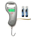 Aiernuo Digital Fish Scale Tape Measure 3.3 Ft Backlight LCD 99lb/45kg Batteries Included