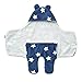 Mamush Newborn Baby Wrap Swaddle Blanket, Bear Ear Hooded Stroller Wrap, Fleece Sleeping Bag, Velcro Sleep Sack for 0-6 Month Infants, Blue w/Stars by