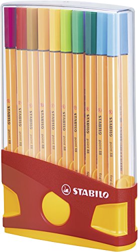 Stabilo Point 88 Fineliner Pens, 0.4 mm - 20-Color Plastic Case Set