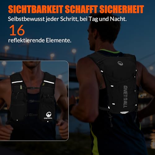 ONETOALL Women's Running Vest with 2L TPU Hydration Bladder/500 ml Water Bottle, Lightweight Hydration Backpack Running Men's 6L, Running Vest Reflective for Jogging, Trail Running, Bicycle, Marathon