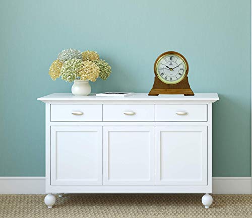 Mantel Clock, Silent Decorative Wood Desk Clock, Battery Operated, Wooden Design, for Living Room, Office, Kitchen, Shelf & Home DÃ©cor Gift - 9" x 8.5" (M102 - Mantle Clock)