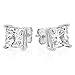 Stud Earrings Sterling Silver .925 Genuine Princess Cut Cubic Zirconia 1.5 Carats Total Weight