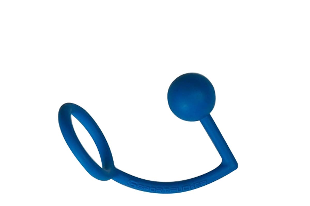 Sport Fucker Blue Jock Lock Penis Ring with Anal Plug