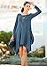 WearLove Women Asymmetrical Loose Long Sleeve Pockets Tunic Shirt Dress Grey Blue M