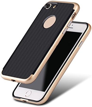 iPhone 7 Case [Carbon Fiber, Modern, Sleek Design, Light, Shock Absorbent] (GOLD)