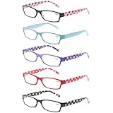 Reading Glasses Set of 5 Fashion Readers Plastic Lightweight Women Glasses for Reading (5 Pack Mix Color, 2.00)
