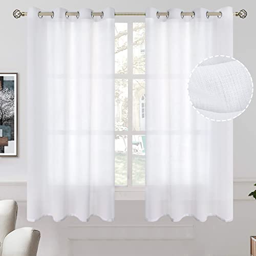 BGment White Semi Sheer Privacy Curtains