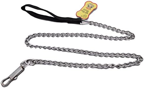 Top Choice Lightweight Fine Chain Leash, 48 Inches (48"), 4 Feet (4') Nylon Lead for Small &amp; Medium Size Dogs or Puppies, Lead is Resistant to Chewing (Black)