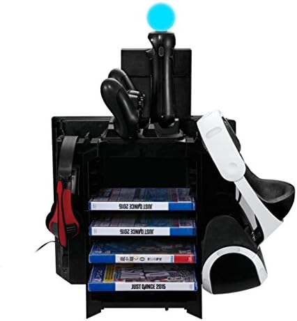 Sexbile PS4 PRO VR Display Stand,Vertical Stand for PS4/PS4 PRO/PS4 SLIM, Cooling Fan Controller Charging Station with Game Storage and Dualshock Charger, Display Stand for PS4 PRO VR