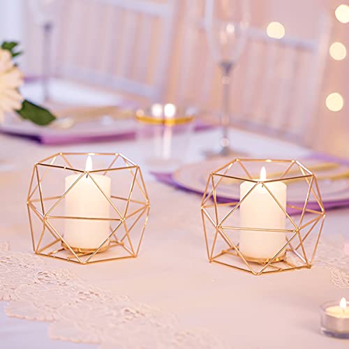 Geometric Gold Candle Holder, Tealight Candlestick Candle Holders Votive Candle Stand for Tables Centerpieces, Wedding Decor, Home Decoration