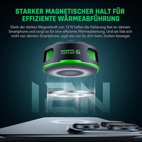 Black Shark FunCooler 6 Magnetic Phone Cooler for Gaming, Portable Mobile Phone Cooler with RGB Lighting, Mobile Phone Cooling Fan for iPhone Magnetic Series/Tablet/iPad (Black)