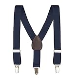 kid N' me Kids and baby Adjustable Elastic Solid Supenders Navy, 22 Inch