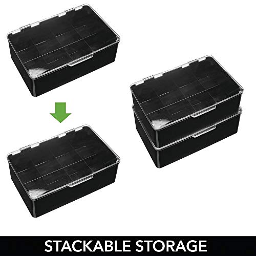 mDesign Stackable Plastic Tea Bag Holder Storage Box for with Clear Top