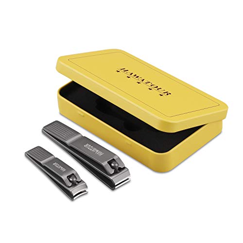 Nail Clippers Set, Ultra Sharp Sturdy Fingernail and Toenail Clipper Cutters with Visibly Tin Case by HAWATOUR