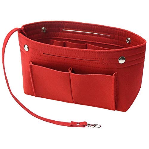 Soyizom Felt Handbag Purse Organiser Liner Shaper Insert Bag In Bag with Keychain for Speedy Neverfull, 8 Colors（Red，small）