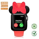 SPCEUTOH iWatch Case Series 3/2/1 For Apple Watch 38mm Nike+,Sport,Edition All Models ,Cartoon Mouse Ears Rugged Protective Slim Shock Resistant TPU Watch Case (Black Red)
