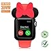 SPCEUTOH iWatch Case Series 3/2/1 For Apple Watch 38mm Nike+,Sport,Edition All Models ,Cartoon Mouse Ears Rugged Protective Slim Shock Resistant TPU Watch Case (Black Red)