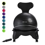 Gaiam Classic Balance Ball Chair – Exercise Stability Yoga Ball Premium Ergonomic Chair for Home and Office Desk with Air Pump, Exercise Guide and Satisfaction Guarantee (Renewed)