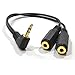 kenable 3.5mm Right Angle Stereo Jack Audio Splitter Adapter Cable Lead 20cm (~8 inch)