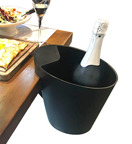 Space saver Ice Bucket, Patented mechanism, Designed in France, Adjustable for table top thickness up to 2 inches, Matte Black, Simple Design, Space saving mechanism, Passed 11 Lbs Safety Test - Thumbnail 2