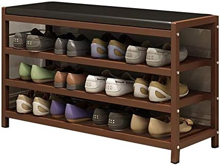 3 Tiers Metal Bench Long 85 cm Large Iron Shoe Tower 12-Pair Storage Organizer Shelf for Entryway (Color : Coffee Color)