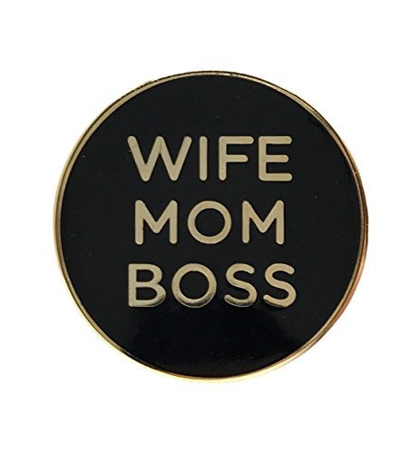 Wife Mom Boss Lapel Pin - Cool Inspirational Message Brooch for Shirt Hat Jacket Hooddie ()