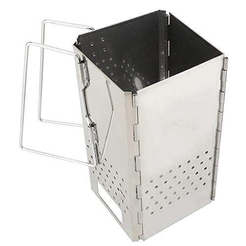 Charcoal Starter, Stainless Steel Portable Folding Barbecue Charcoal Grill Chimney Starter Stove for Camping Picnic Outdoor Cooking Accessories