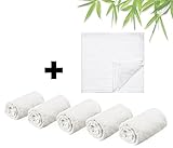 Embena Baby Bamboo Washcloths Set of 5 Bonus Muslin Towel - Plush, Organic, Natural and Ultra Soft Perfect for Boys or Girls and Sensitive Skin