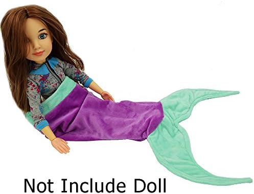 Funkeet 18" Doll Mermaid Tail Blanket Sleeping Bags Little Girls Gift, Mermaid Blanket Outfit Fits American Doll (Purple)