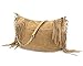 HOXIS Tassel Faux Suede Leather Hobo Cross Body Chain Shoulder Bag Women’s Satchel (Black)