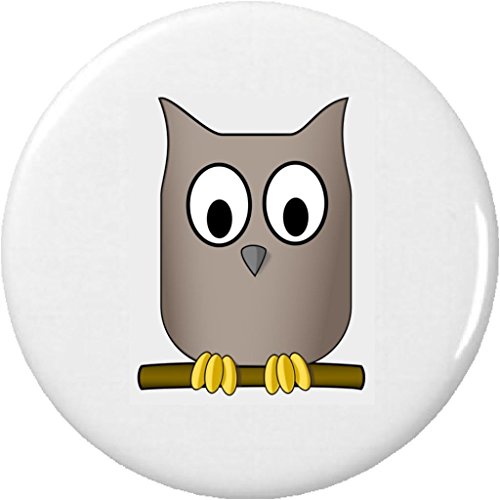 Square Gray Owl 2.25' Large Pinback Button Pin