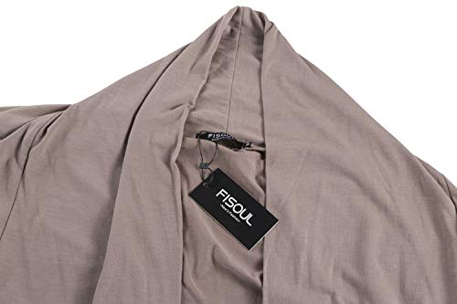 FISOUL Men's Cardigan Ruffle Shawl Collar Cardigan Open Front Blend Long Length Drape Cape Overcoat