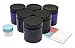 Cobalt Blue 2 Ounce PET Plastic Jars with Black Lids, and 1 Mini Jar, 6 Pack