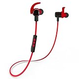 Jarv NMotion EXCEL Sport Wireless Earbuds. Sweatproof and Water Resistant - Durable In-Ear Bluetooth Running Headphones with Premium HD Sound - Red