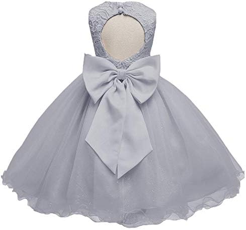HotDresses Lace Tulle Flower Girl Dress Vintage Wedding Party Dress for Kids Sleeves Pageant Dress with Big Bow