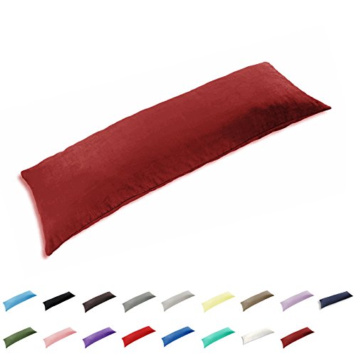 Gyulin 100% Cotton 300 Thread Count Envelope Style 4ft Body Pillow Cover Pillowcase Pillow Protector Cushion Cover Non Zippered Only Cover No Insert 20" x 48" /51cm X 122cm Wine Red