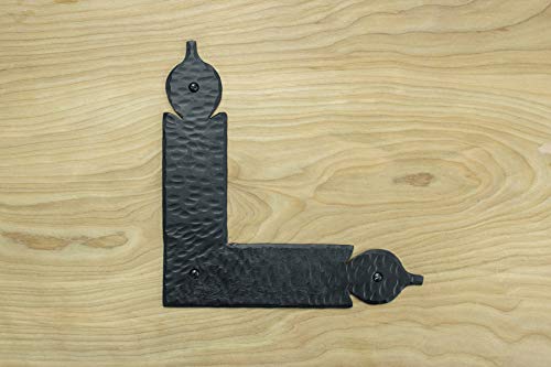 8.25" Spear L Corner Bracket For Barn Doors or Gates Rustic Hammered Iron Black Finish Hand Crafted - Borderland Rustic Hardware