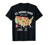 U.S National Parks Map T-Shirt Vintage Hiking Camping TShirt