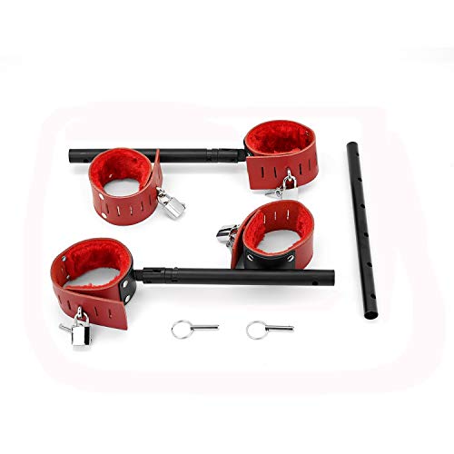 SCARLET KITTEN Exercise Spreader Bar with 4 Adjustable Straps Set, Red and Black