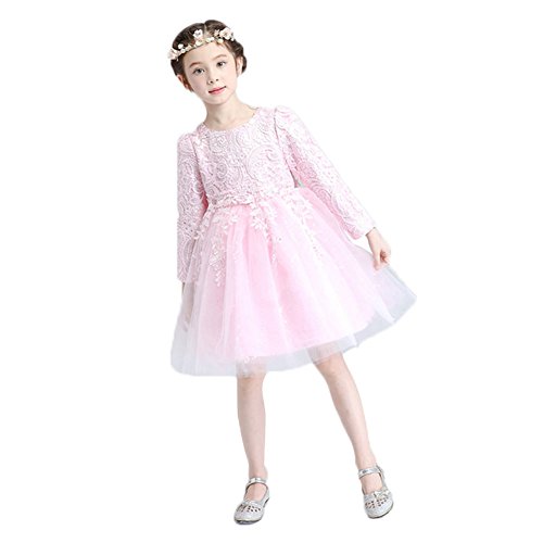 Flower Girl Dress Long Sleeve Lace Christmas Pageant Dress Pink |  Desertcart Cayman Islands