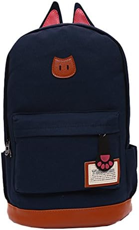 Rohern Cat Ear Laptop Backpacks 16 Inch for School (Dark Blue)