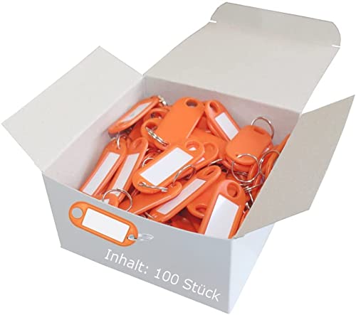 WEDO 262811806 Keyring for Labelling, Orange, Pack of 100, with Ring