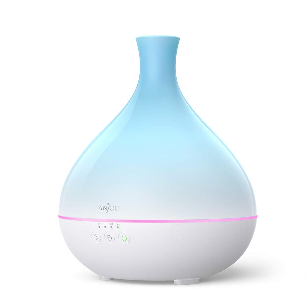 Essential Oil Diffuser, Anjou 500ml BPA Free Cool Mist Humidifier Wood Grain Aromatherapy Diffuser with 7 Color Changing Night for 12hrs of Continuous Quiet Diffuser Aroma (Blue) : Beauty