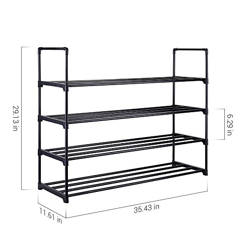 Lumsing Shoe Rack, 4-Tire Shoe Tower Organizer Storage Shelf Cabinet Holds 20 Pair Easy to Assemble Black - Thumbnail 4