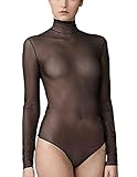 LinvMe Women's Sexy Bodysuit Mesh See Through Sheer Nylon Bodystocking L Black