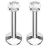 BodyJ4You 16 Gauge Gem Internally Threaded Labret Monroe Tragus