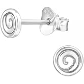 925 Sterling Silver Round Spiral Stud Earrings, Sold as a Pair