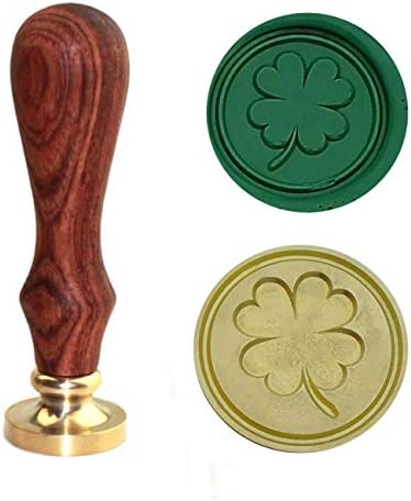 BESYL Wax Seal Stamp, Brass Head with Wooden Handle (Four-Leaf Clover)